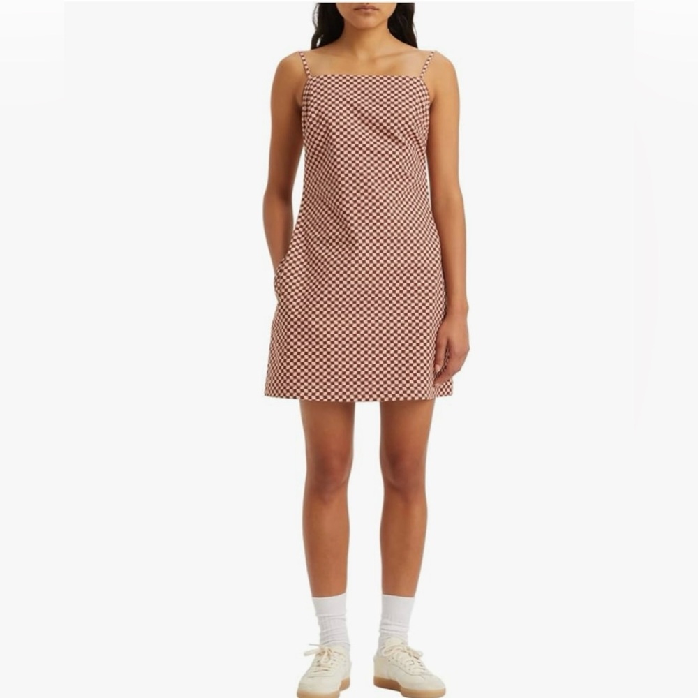 Levi’s Geo Cherry Mahogany Print strap dress size medium